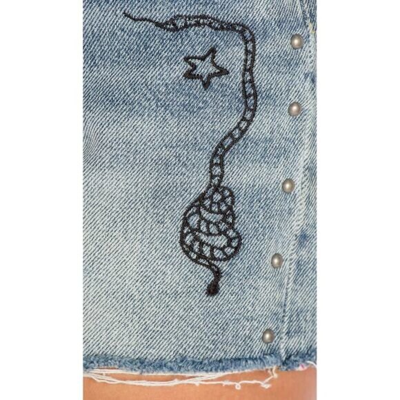 LEVI'S X x REVOLVE 501 Birthday Denim Short Sz 25 Studs Embroidered Detail - Picture 3 of 11